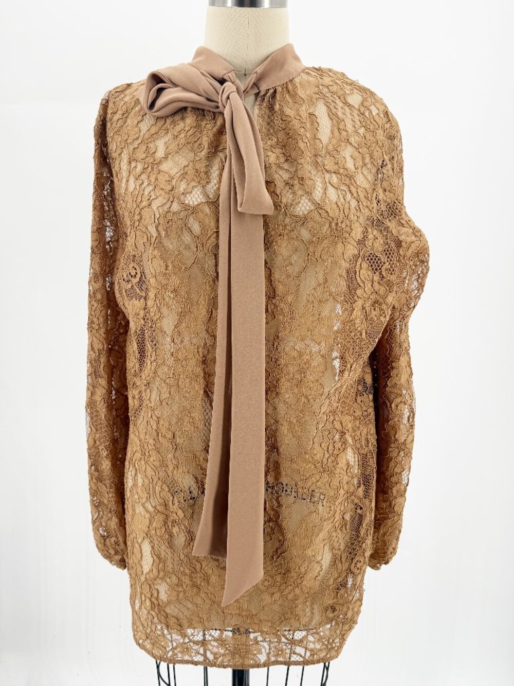CO|TE Brown Shirt Striped Lace Detail Bow Blouse - Picture 2 of 10